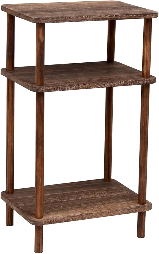 Set of 1 End Tables, Wooden 3-Tier Narrow Side Table, Rustic Brown Nightstand Sofa Side Table Used for Small Spaces, Living Room, Bedroom (Rustic Brown)