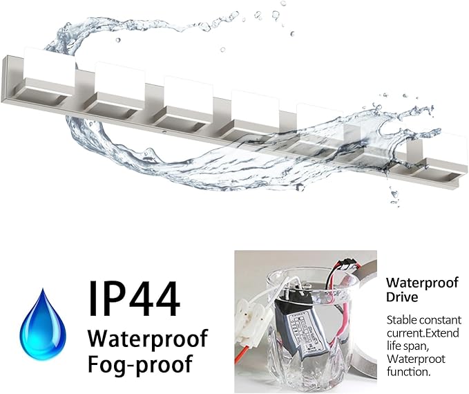 Tipace 7 Lights LED Modern Vanity Light Brushed Nickel Bathroom Lighting Fixture Up and Down Bathroom Wall Light Over Mirror(White Light 6000K)