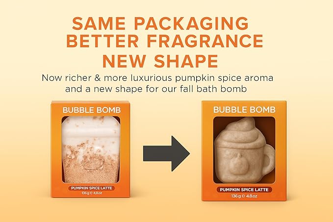 Pumpkin Spice Latte Bath Bomb for Women & Girls – Luxury Fall Bath Bombs (Giftable Packaging) - Natural & Relaxing Fall Gift - Vanilla, Cinnamon & Pumpkin Scented - Holiday Gift for Women