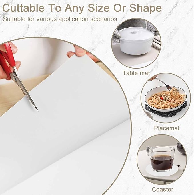 2 Pack 23.62"x15.74"(60cmx40cm) Silicone Kitchen Counter Mats, Heat Resistant Mat, Non-Slip Countertop Protector, Waterproof Nonstick Multipurpose Mat, Light Gray