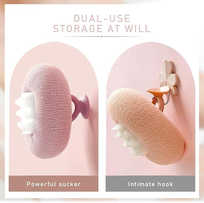 2024 Upgraded 2-in-1 Sunflower Bath Ball,Exfoliating Bath Sponge Cleaning Brush,Super Soft Sunflower Suction Cup Bath Ball,Sponge Mesh Pouf Shower Ball for Women, Men Shower. (Apricot+Yellow)