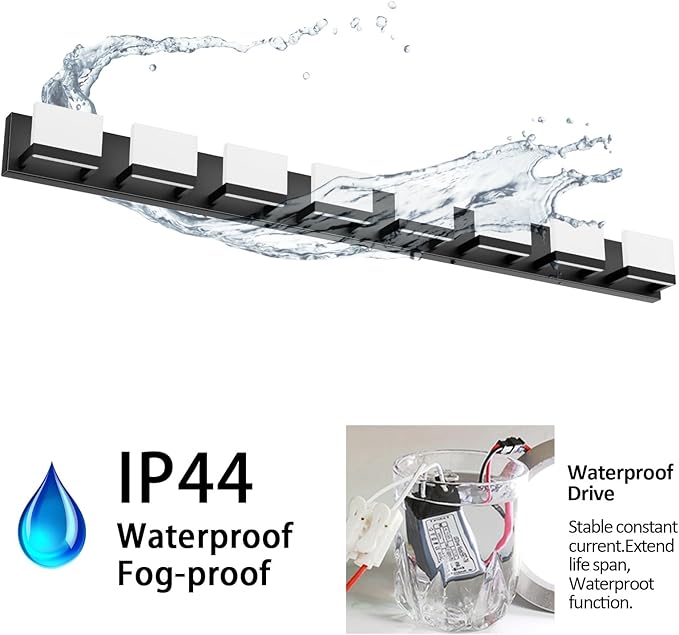 Tipace 8 Lights Modern LED Black Vanity Light for Bathroom Wall Light Up and Down LED Bathroom Light Fixtures Over Mirror(White Light 6000K)