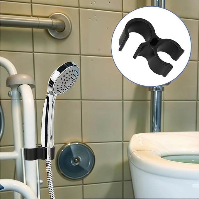 2 PCS Shower Head Holder for Shower Chair, Universal Bath Seat Shower Bracket Attachment for Transfer Bench, Tub Stool, Elderly Disabled Users, Universal Fit
