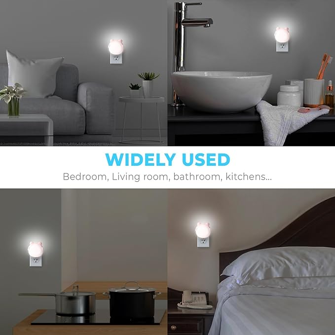 Mini Bear Night Light for Boys and Girls - Cute Printed LED Lamp, Plug-in Night Light for Bedroom, Bathroom, Kitchen - 0.5W Plastic Bear Design, Perfect for Kids' Rooms (Pink)