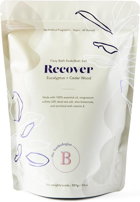 The Bathologist Fizzy Bath Soak, Shea Butter & Epsom Salt, Mineral Therapeutics, Exfoliating for Dry Skin, Vegan & Cruelty-Free, 32 oz (Recover)