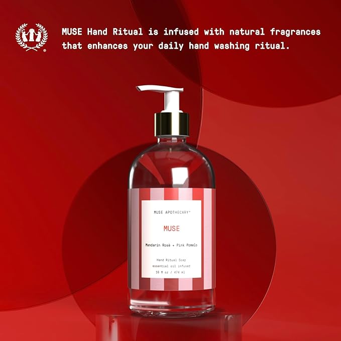 Muse Apothecary Hand Ritual - Aromatic and Nourishing Hand Soap, Infused with Natural Aromatherapy Essential Oils - Great Valentine's Day Gift - 16 oz, Mandarin Rosè + Pink Pomelo