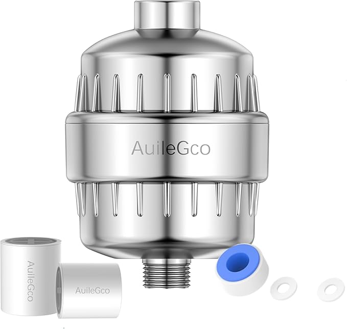 25 Stage High Output Shower Filter, Improves Skin, Hair & Nails - Chlorine, Hard Water Filter, Chrome Plated, 1 Setting, Includes Cartridges