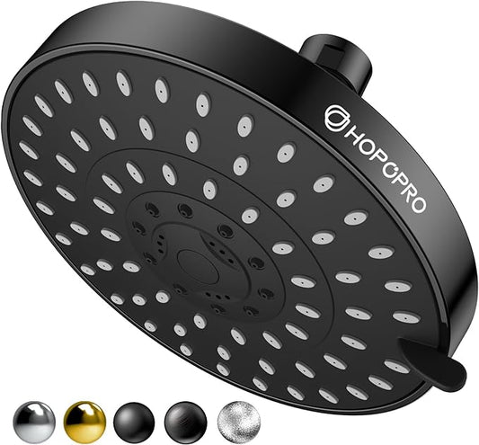 HOPOPRO 5-Mode High Pressure Shower Head - The Washington Post, NBC News, Today TV Show Recommended - High Flow Fixed Showerheads (6 Inch Matte Black)