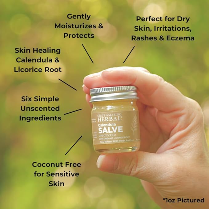 Ora's Amazing Herbal Calendula Skin Salve and Oil Set, Made with Grapeseed Oil, Organic Licorice, Responsibly Sourced Beeswax, 4 oz salve with 2 oz oil