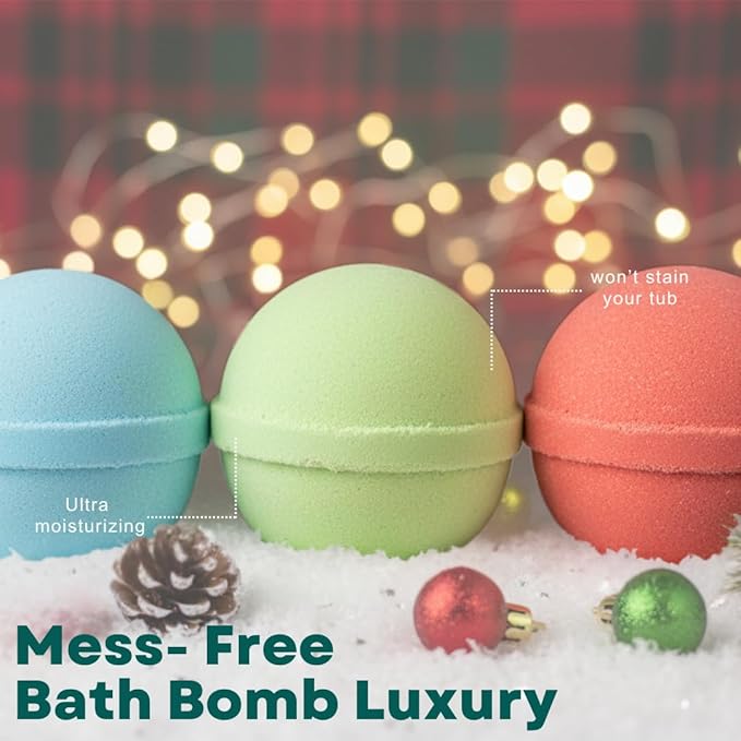 Latika Holiday Bath Bomb Box - Santa for Ultimate Relaxation and Skin Nourishment a Perfect Holiday Gift