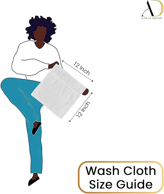 Ample Decor 100% Cotton Washcloths Set of 50 - Highly Absorbent, Popcorn Textured - Mulaayam Collection - White 12 X 12 Inch