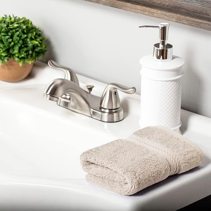 Superior Egyptian Cotton Pile Face Towel/Washcloth Set of 6, Ultra Soft Luxury Towels, Thick Plush Essentials, Absorbent Heavyweight, Guest Bath, Hotel, Spa, Home Bathroom, Shower Basics, Stone