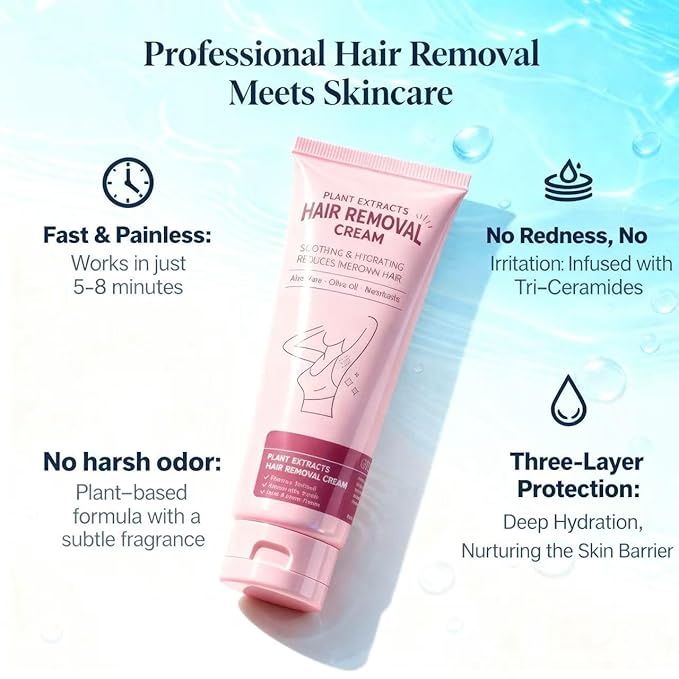 3.5OZ Full Body Hair Removal Cream for women on Arms, Legs, Underarm, Bikini with Aloe, Ceramides,Camellia, Bisabolol | Soothing, Gentle, Fresh Scent, No Dark Spots, Sensitive Skin