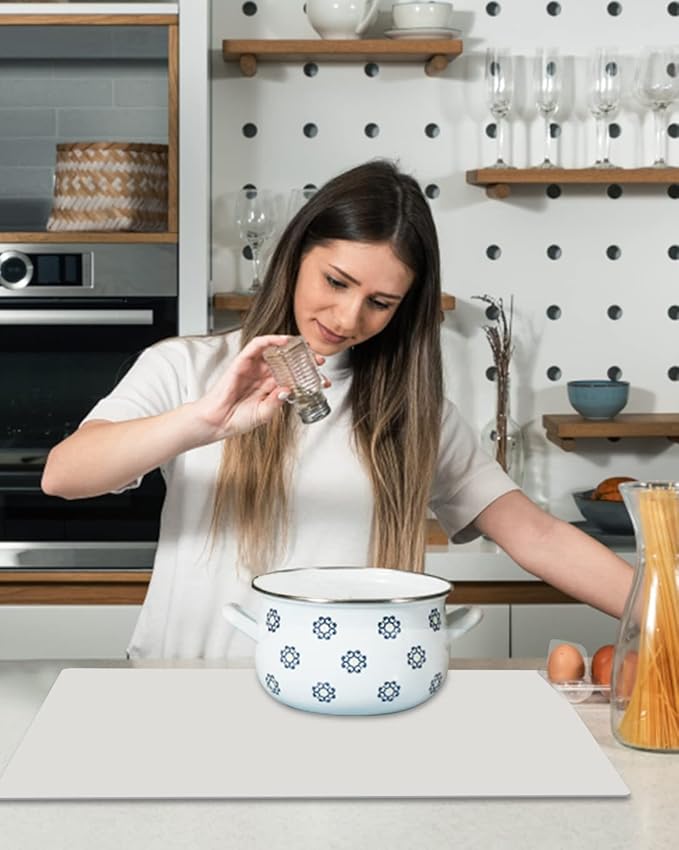 2 Pack Extra Large Silicone Mats for Countertop - Counter Table Protector Placemats for Baking Crafts, Light Gray Kids Dinner Placemat Nonstick Nonskid Heat-Resistant Kitchen Pad, 23.6'' x 15.6''