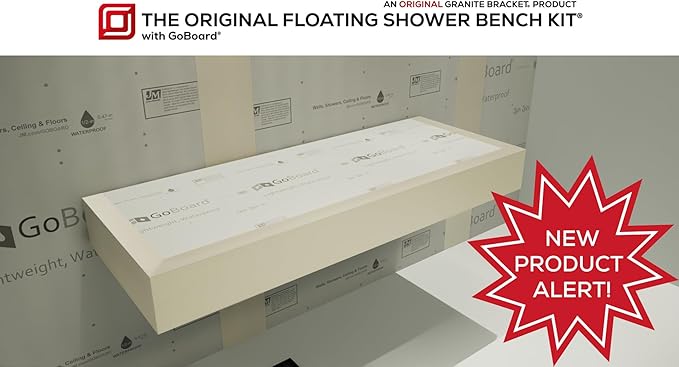 Floating Shower Bench Kit with GoBoard® - Original Shower Bench Bracket® (24")-Shower Bench,Bench Seat, DIY Shower Benches,Bathroom Décor, Space Efficiency, Luxurious Feel,1 Count