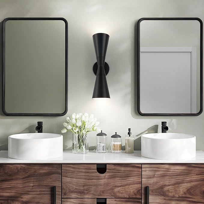 Wall Sconce Bathroom Sconces Lighting, 18 inch Black Modern Sconces Up Down Lights Wall Decor Indoor Wall Light Fixtures for Living Room Hallway Staircase Bedroom Hardwired