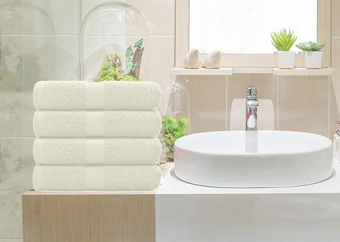 DAN RIVER 6-Pack Premium Hand Towels (16x28 Inches) - 100% Cotton, Ultra Soft, Lightweight, Highly Absorbent Towels for Bathroom, Spa, Gym, Salon, Hotel, and Travel - 550 GSM – Ivory