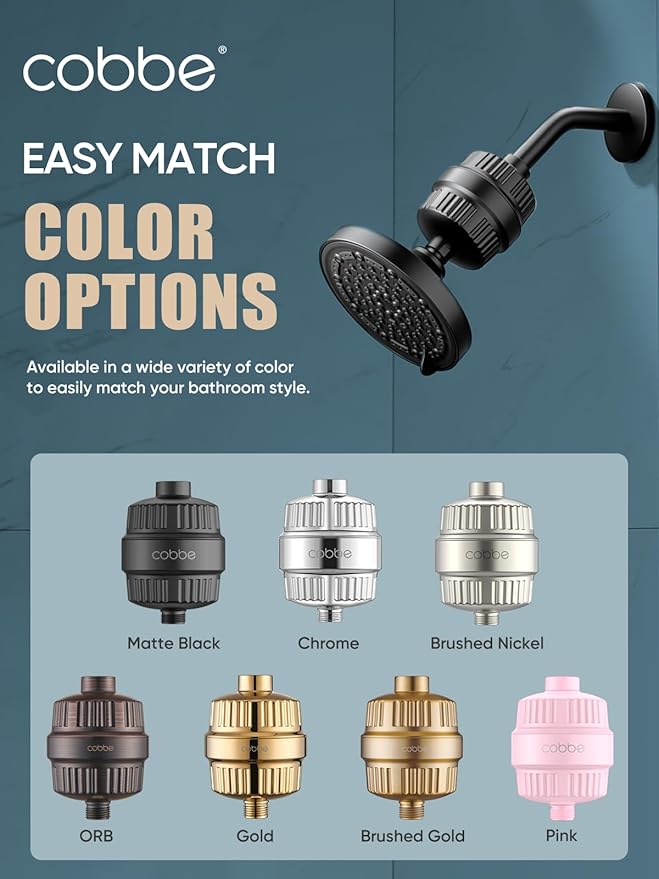 Cobbe HD HEAVY DUTY High Output Shower Filter 2 Pack – 99% REMOVAL Shower Head Filter for Hard Water, Heavy Metals, Chlorine and Harmful Substance, Improve your skin and hair - Black