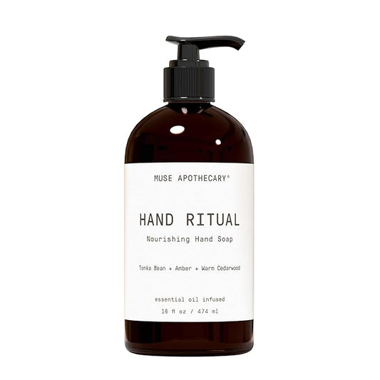 Muse Apothecary Hand Ritual - Aromatic and Nourishing Hand Soap, Infused with Aromatherapy Essential Oils - USDA Certified Biobased - 16 oz, Tonka Bean + Amber + Warm Cedarwood