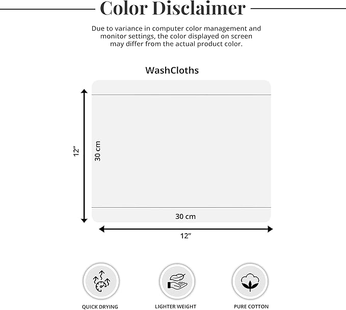 Tens Towels Pack of 12 Washcloths, 12 x 12 Inches, Lighter Weight, Quick to Dry, Super Soft & Absorbent, Gentle Face Towels, Hotel Quality, Perfect for Bathroom, Gym, Spa (White, 12 Pack)