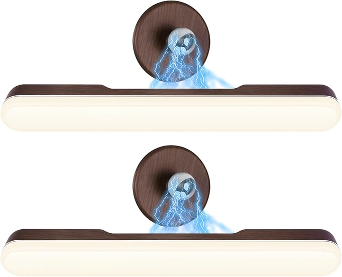 Set of 2 Wireless Vanity Makeup Lights for Mirror, Rechargeable LED Stick On Light Bar for Bathroom Mirror with Dimmable 3 CCT, Long Battery Life Cordless Light for Vanity Desk(Dark Brown)