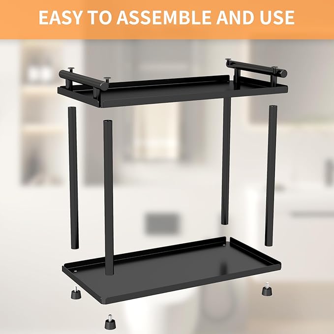 2 Tier Bathroom Organizer Countertop, Bathroom Counter Organizer, Small Vanity Shelf Skin Care Countertop Organizers and Storage Makeup for Dresser, (Black)