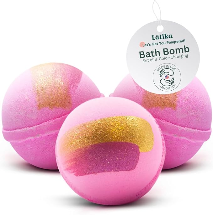 Latika Pink Topaz Bath Bomb - Pink Amber, Vanilla, Orchid and Jasmine Petals for Skin Nourishment