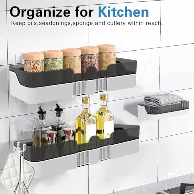 2-Pack Shower Caddy, Separable Shower Organizer with Soap Dish and Hooks, No Drilling Double Layer Shower Shelf, Used for Bathroom and Kitchen (Black)