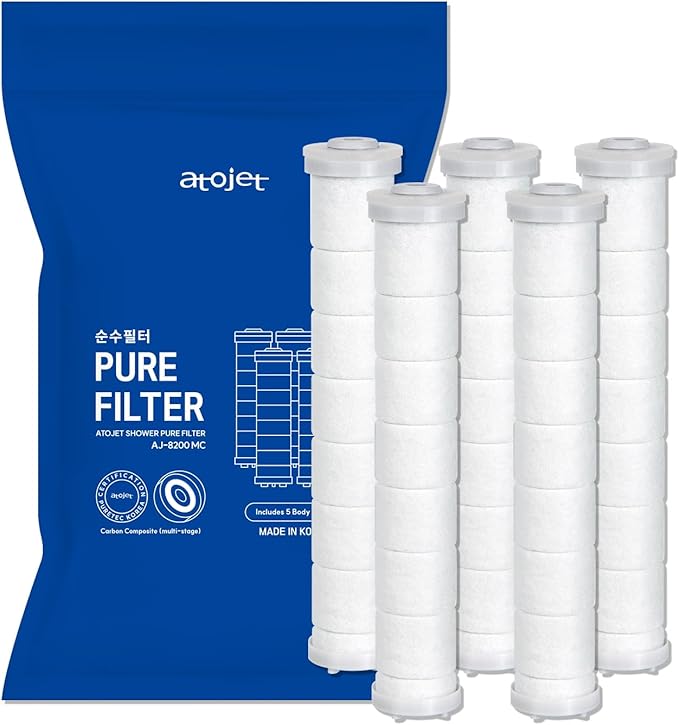 Showerhead Replacement Filters Inspired By Korea's Beauty Culture | Pure Carbon Filters (5 Filters) – Compatible with Atojet AJ8200MC (AJ8200MC-FLT-5PC)