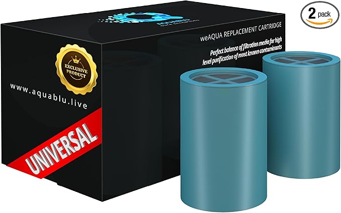 WeAQUA NO BS Shower Filter Replacement Cartridge – 99% Removal of Hard Water, Chlorine, Heavy Metals, Fluoride & More – Universal Fit – High Output (2-Pack)