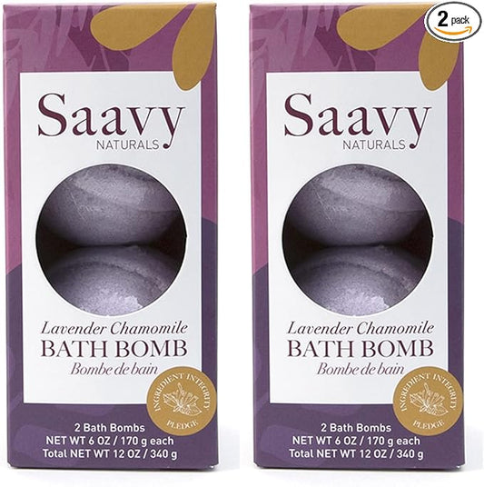 Bath Bombs Saavy Naturals - Clean, Plant Based Ingredients- Made in USA| Organic Bath Bombs 2 Pack Gentle Moisturizig Formula, Foaming Fizz Bubbles, Gift for Women and Kids, 6 Oz Each, 2 Pack