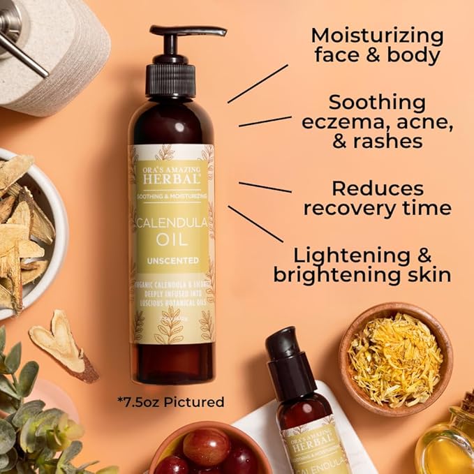 Ora's Amazing Herbal Calendula Skin Salve and Oil Set, Made with Grapeseed Oil, Organic Licorice, Responsibly Sourced Beeswax, 4 oz salve with 2 oz oil