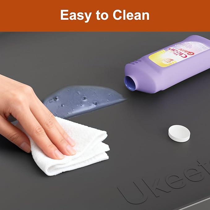 34" x 22" Heavy Duty Waterproof Silicone Mat with Raised Edge, Under Sink Mat for Kitchen & Bathroom, Kitchen Cabinet Liner, Multi-Purpose for Storage & Protection, Black