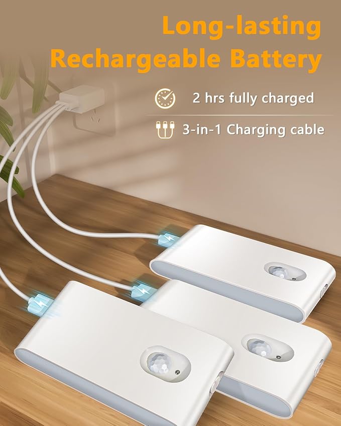 WILLED Motion Sensor Lights Indoor,RGB & Warm White Motion Sensor Night Light,Wireless Color Changing Stair Lights Indoor for Kids' Room,Stair,Bathroom,Hallway,Kitchen,Bedroom,Closet,Cabinet 8PC