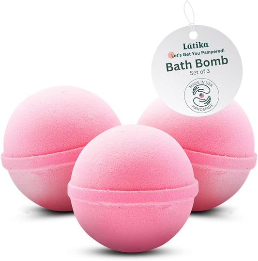LATIKA Bath bomb princess pink jasmine, 3 Count (Pack of 1)