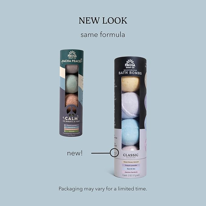 Pacha Soap Co. Bath Bomb Variety Set - Classic Scents, Handcrafted & Moisturizing Formula with Clean Ingredients, Paraben, Sulfate, Phthalate, SLS, and Dye-Free, Made in the USA, 2-Pack, 8 oz Each