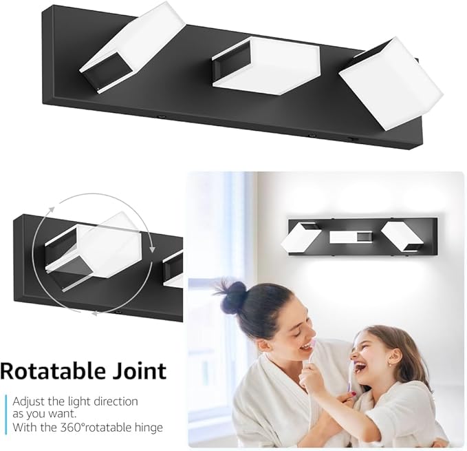 Aipsun Modern Bathroom Light Fixtures - 3 LED Vanity Lights for Over Mirror, White Light 6000K