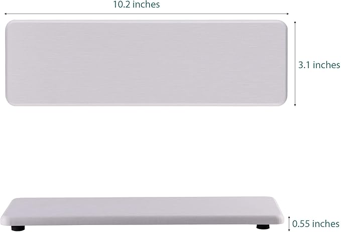 2 Pcs Water Absorbing Stone Trays, Kitchen/Bathroom Sink Soap Dish, Diatomite Tray Used for Hand Soap & Cosmetic Bottles in The Modern Home, 3.15" W x 10.2" L, White