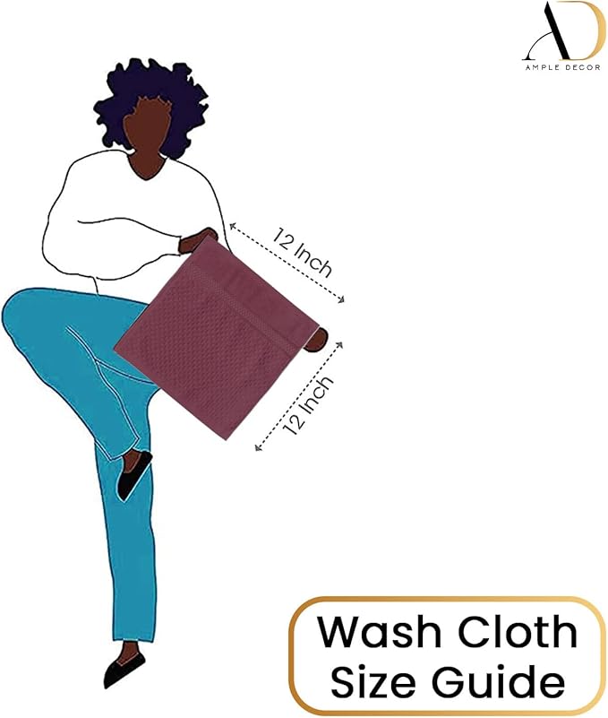 Ample Decor Washcloth Set of 20 Grape Purple 100% Cotton - Qucik Dry Popcorn Textured - Mulaayam Collection - 12 X 12 Inch