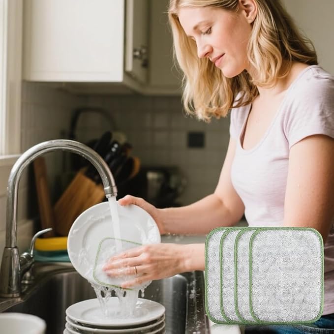 10 PCS Multipurpose Wire Dishwashing Cloth 2025 Upgraded Double-Sided Dishwashing Cloth, Stainless Steel Wire with Multi-Layer Cotton Thread, Metal Scrubbing Pads for Kitchen Cleaning