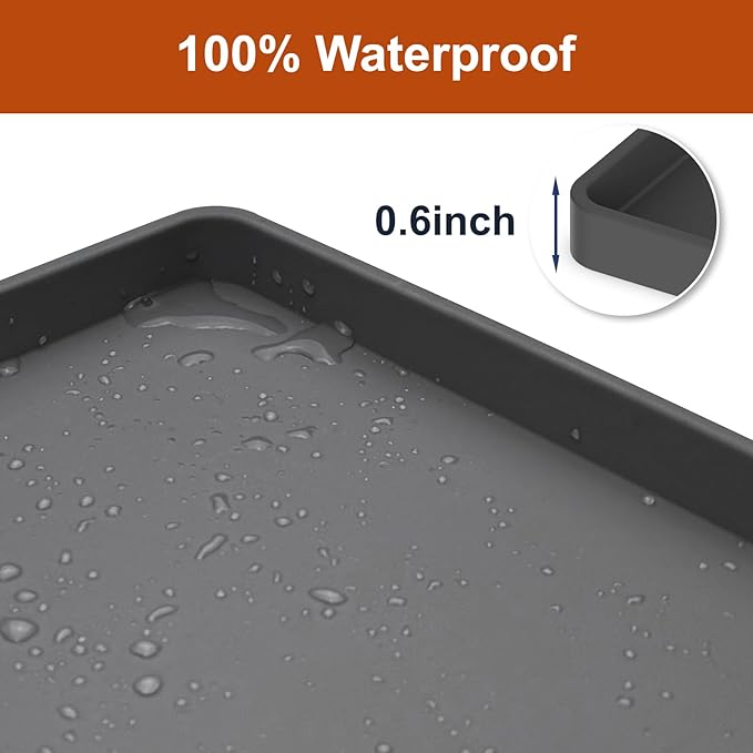 22" x 19" Heavy Duty Waterproof Silicone Mat with Raised Edge, Under Sink Mat for Kitchen & Bathroom, Kitchen Cabinet Liner, Multi-Purpose for Storage & Protection, Black