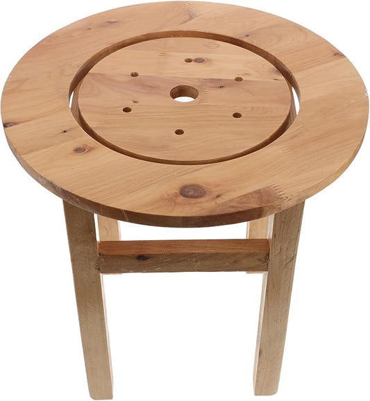 KICHOUSE Wood Bathroom Stool - Anti-Skid Hollow Sauna Bucket Stool - Wooden Four-Legged Steam Seat - Shower Hollow Chair for 20 Inch Height Tub