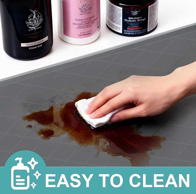 34" x 22" Inch Silicone Sink Mat, Leak-Proof Cabinet Liner with Raised Edge, Non-Slip Kitchen and Bathroom Counter Protector, Heat Resistant Waterproof Easy to Clean Drawer Shelf Liner.