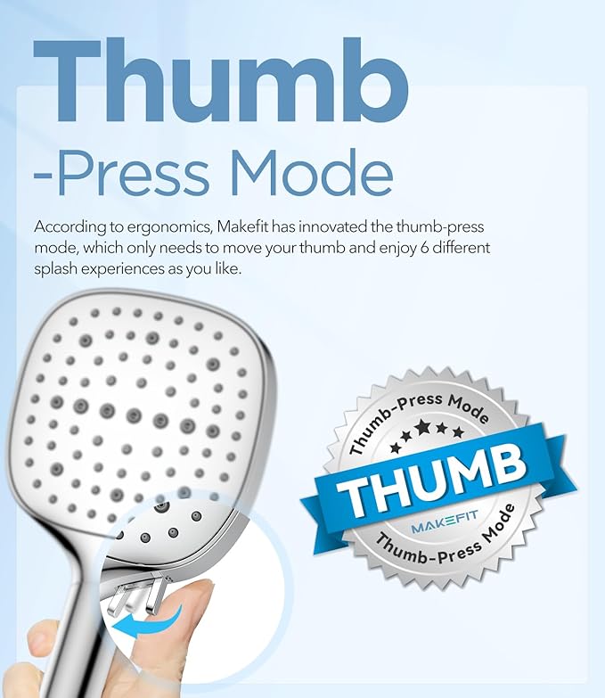 MakeFit Filtered Shower Head with Handheld, 7 Modes High Pressure Handheld Showerhead with Filters, Detachable Shower Heads Water Softener Filters Beads for Hard Water - Remove Chlorine & Heavy Metals