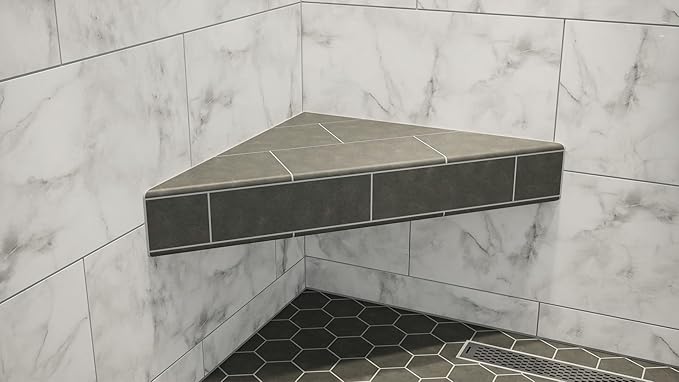 The Original Granite Bracket 24 in. x 24 in. x 4 in. Floating Corner Shower Bench Kit with GoBoard and Original Wall Cleats - Ready to Tile Shower Seat (1 Count)