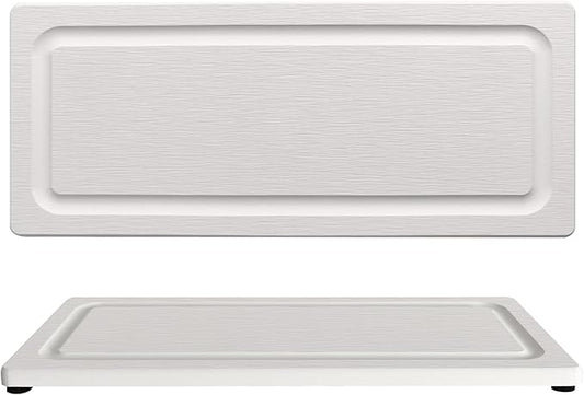 2 PCS Fast-Drying Stone Trays for Bathroom Sink & Kitchen Counter, Water Absorbing Diatomite Sink Coasters, Vanity Tray, Hand Soap Holder with Anti-Skid Pads (11" x 4.7" White)