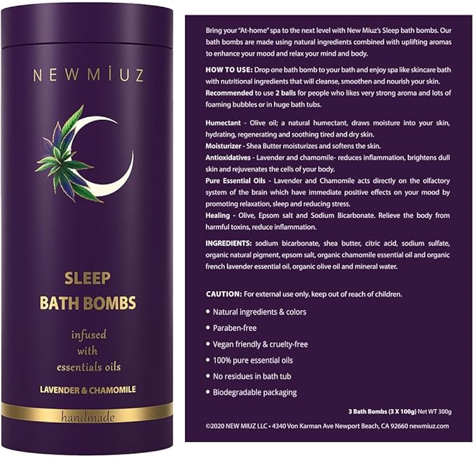 Deep Sleep Bubble Bath Bombs Infused with Lavender Chamomile Essential Oils Moisturizing Bath for Dry Skin and Relaxation Self Care Gift for Women