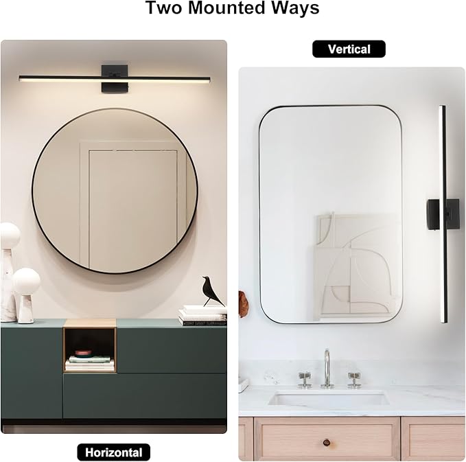 32 Inch LED Bathroom Vanity Light (3000K/4000K/6000K, Dimmable), Black Modern Bathroom Light Fixture Over Mirror, Vanity Light Bar for Bathroom with Angle Adjustable