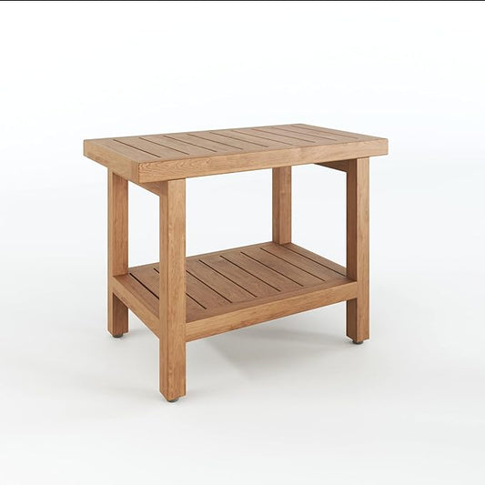 AquaTeak (Fully Assembled) The Original 24" Spa Teak Shower Bench with Shelf