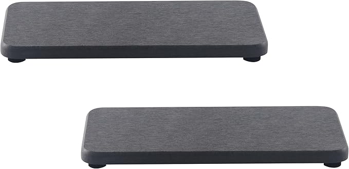 2 Pcs Water Absorbing Stone Trays, Kitchen/Bathroom Sink Soap Dish, Diatomite Tray Used for Hand Soap & Cosmetic Bottles in The Modern Home, 3.5" W x 7.1" L, Dark Gray